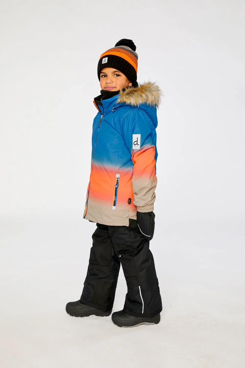 Детский комбинезон для мальчиков зимний непромокаемый Two Piece Play Snowsuit Deux par Deux, Blue and Orange Gradient — фото 3