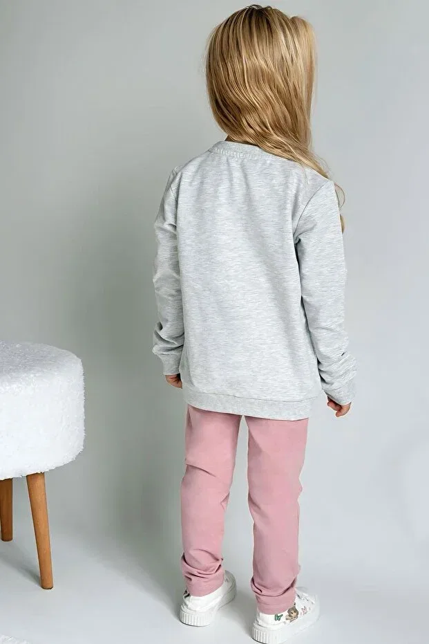 Детский спортивный комплект для девочек с принтом Breeze, Light Gray Melange — фото 2