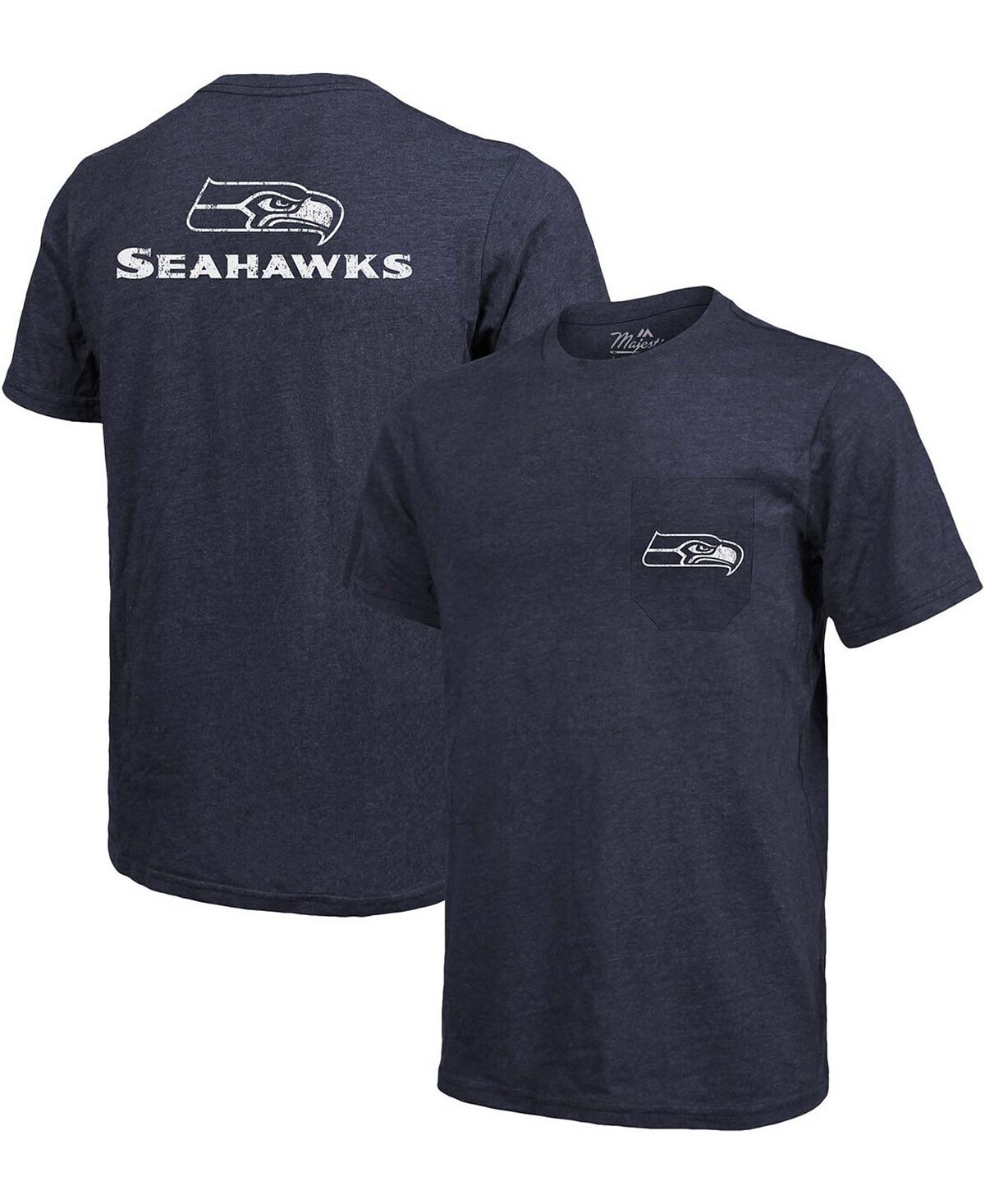 

Футболка seattle seahawks tri-blend pocket pocket - college navy Majestic, синий