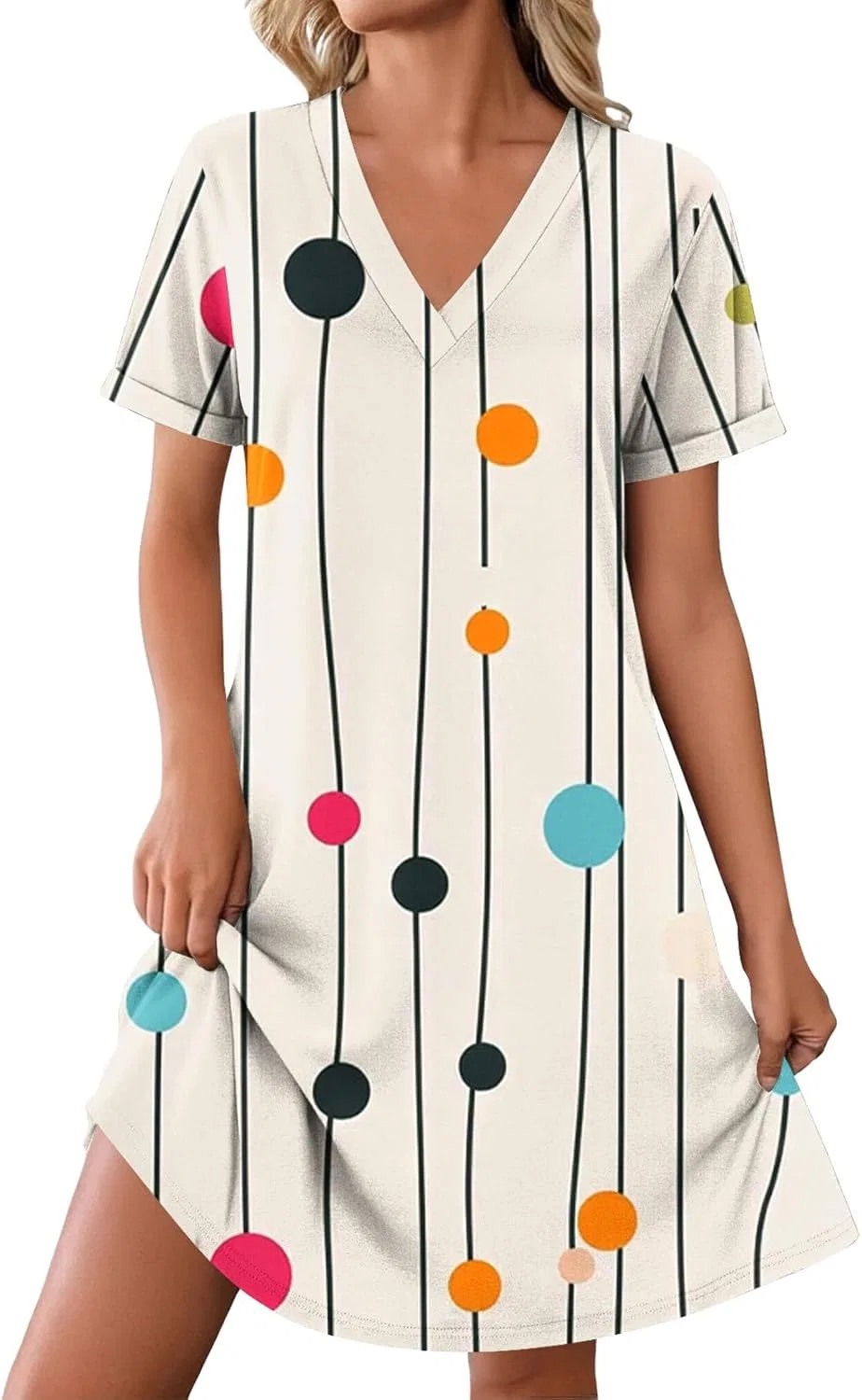 Женское casual платье с разноцветными полосками, Multicolor — фото 2