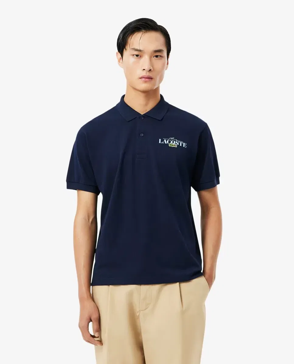 Поло мужское Lacoste с коротким рукавом, прилегающий крой, Azul Marino