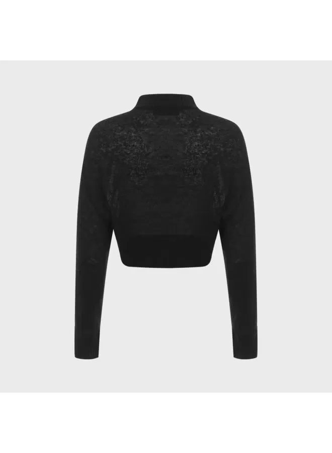 Свитер с высоким воротом свободный укороченный Zara, черный — фото 3