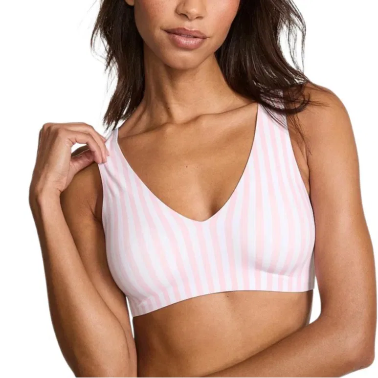 Женский бюстгальтер с полосками Victoria's Secret, Pink White Stripes