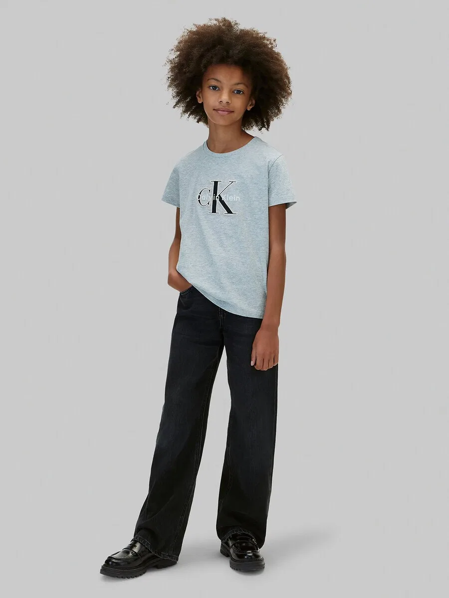 Футболка Calvin Klein Jeans 'SEASONAL' серого цвета — фото 4