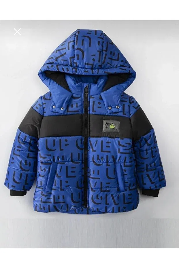 Детское пальто для девочек с принтом Letter Mdm, Navy Blue