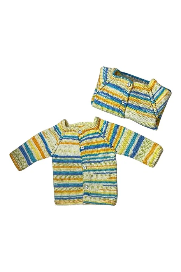 Детский кардиган для новорожденных с длинным рукавом El Yapimi, Turquoise Multicolor