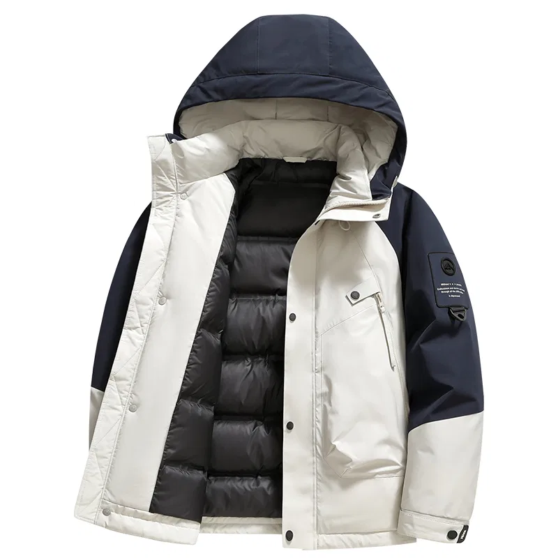 Детский утепленный пуховик с капюшоном Beige/Gray YALU