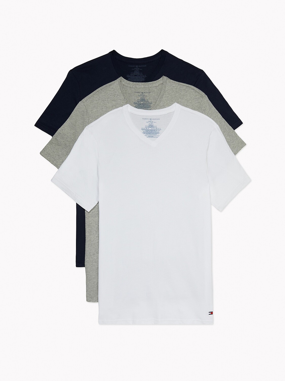 Комплект футболок Tommy Hilfiger Cotton Classics V-Neck, 3 предмета, черный/серый/белый — фото 2