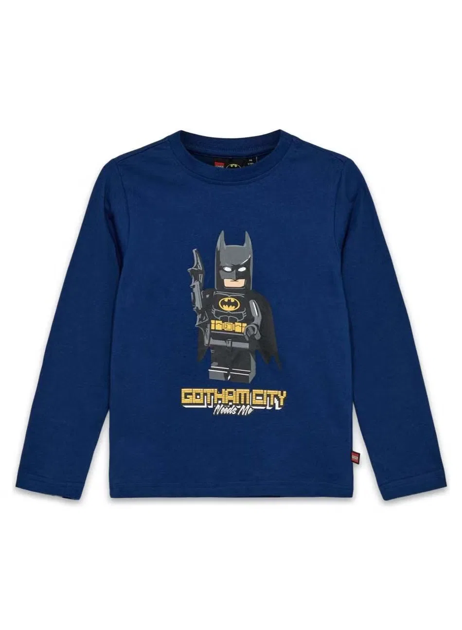 Лонгслив с длинным рукавом с принтом Batman Lego, темно-синий — фото 2