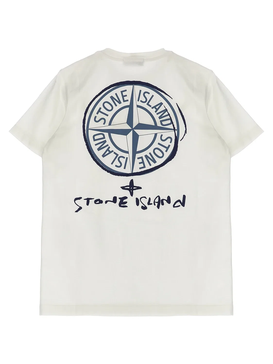 Футболка с принтом Stone Island Junior, белый — фото 2