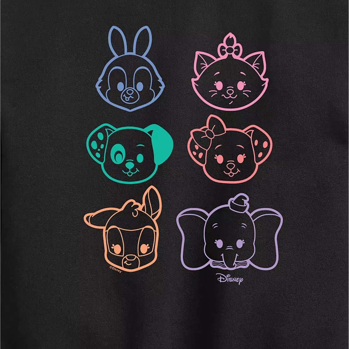 Детский свитшот с принтом Stacked Outline Faces Disney, Black — фото 2