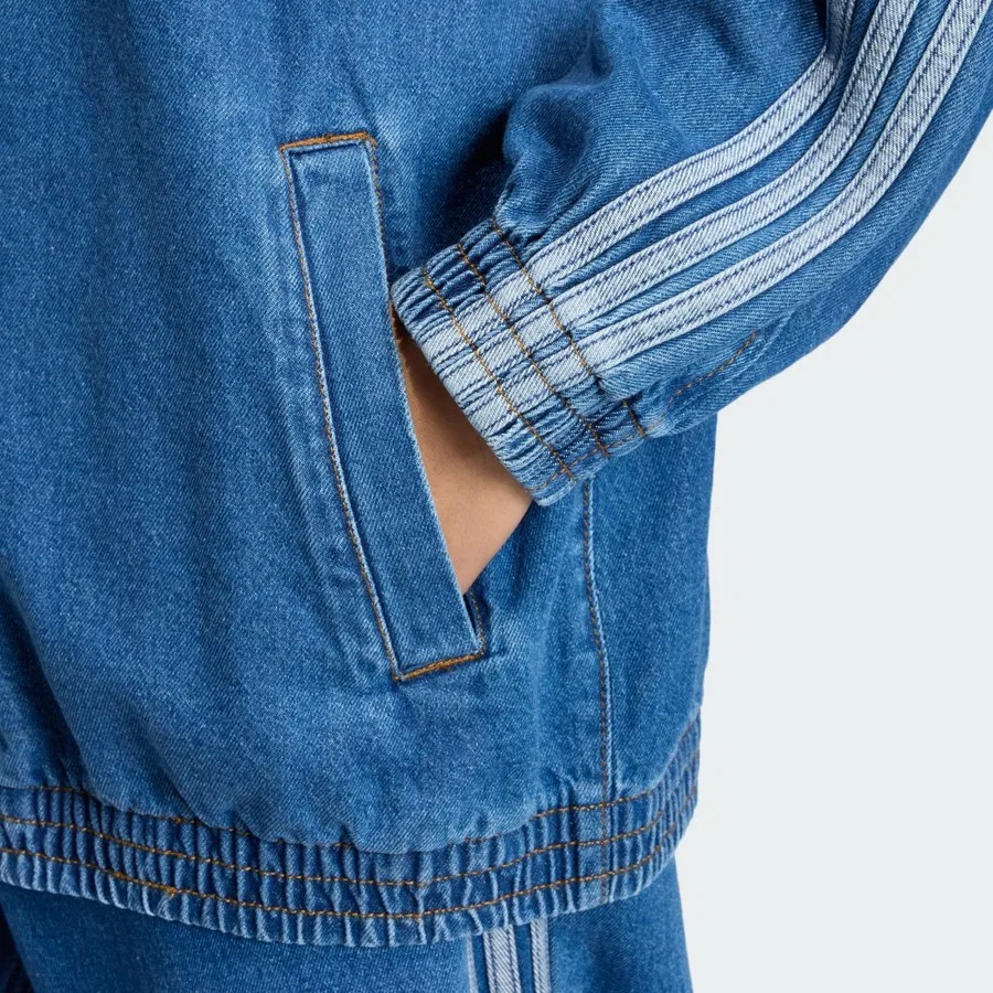 Женский джинсовый свитшот с молнией Firebird Adilenium Track Top Denim adidas, Синий — фото 4