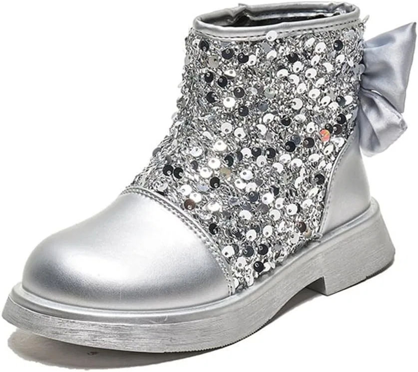 Детские ботинки для девочек с блестками BININBOX, Silver