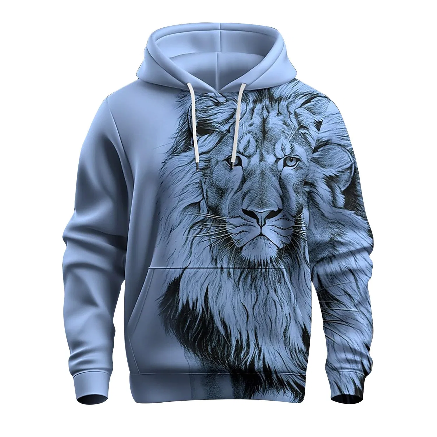Мужское худи с принтом Lion 3D Print, Azure