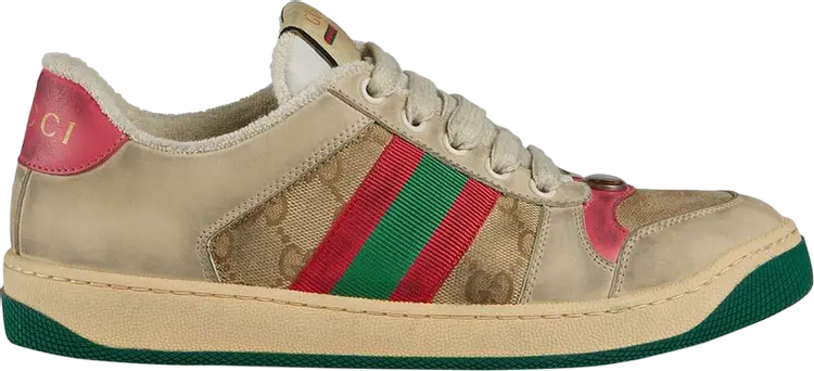 Кроссовки Gucci Wmns Screener Distressed Pink Green, зеленый