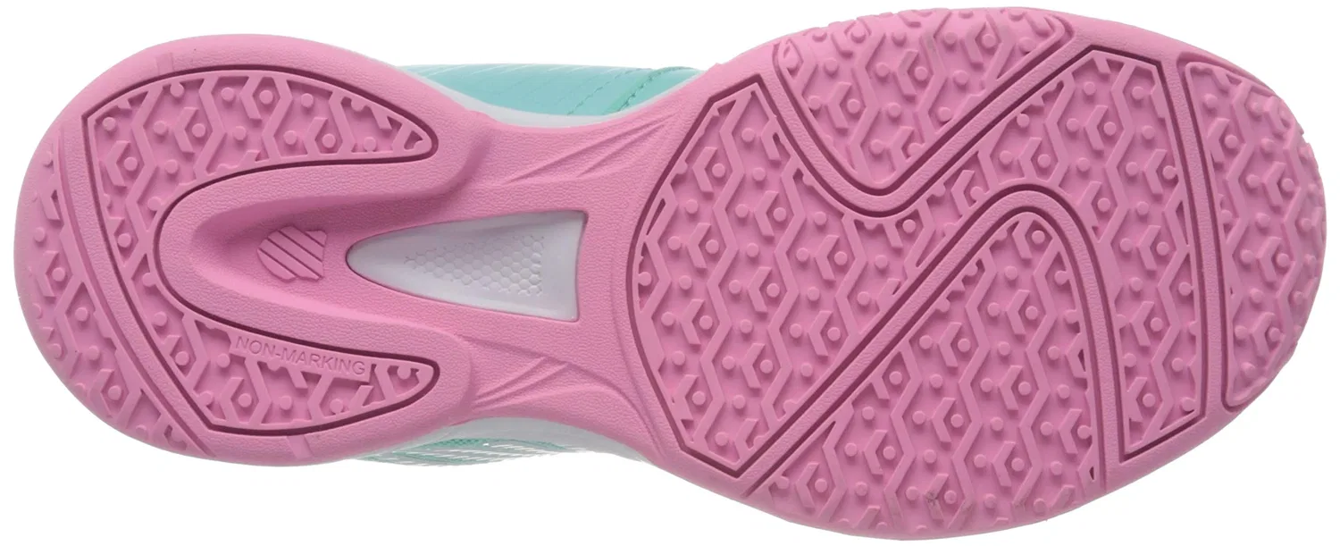Детские теннисные туфли для девочек Court Express Omni K-Swiss, Blue Aruba Blue Soft Neon Pink White 437 — фото 4