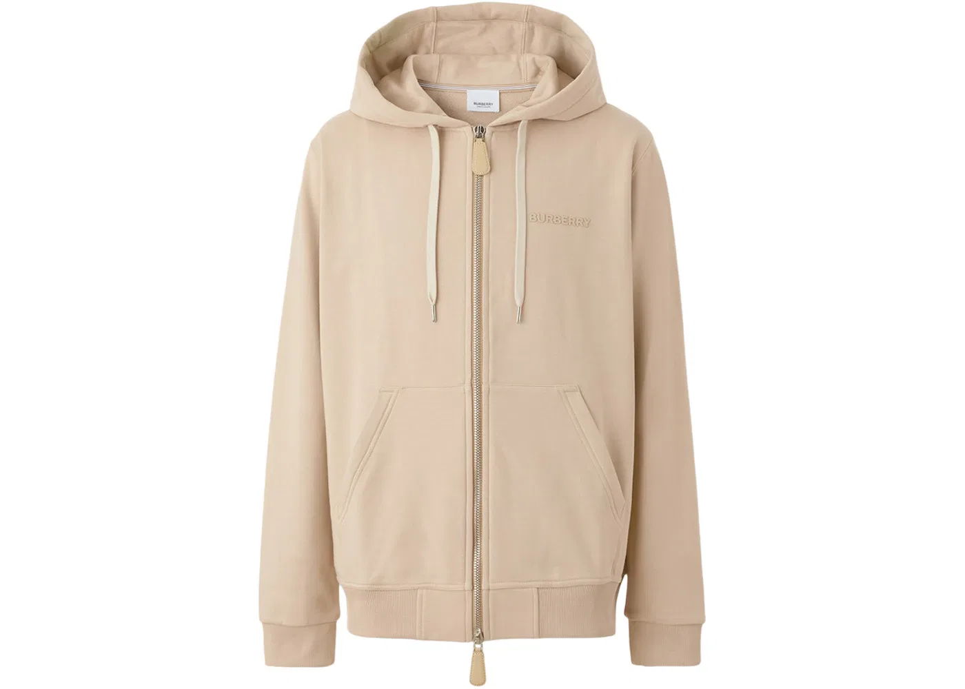 Мужской худи с принтом Logo Print Stretch Cotton Zip Hoodie Burberry, Soft Fawn