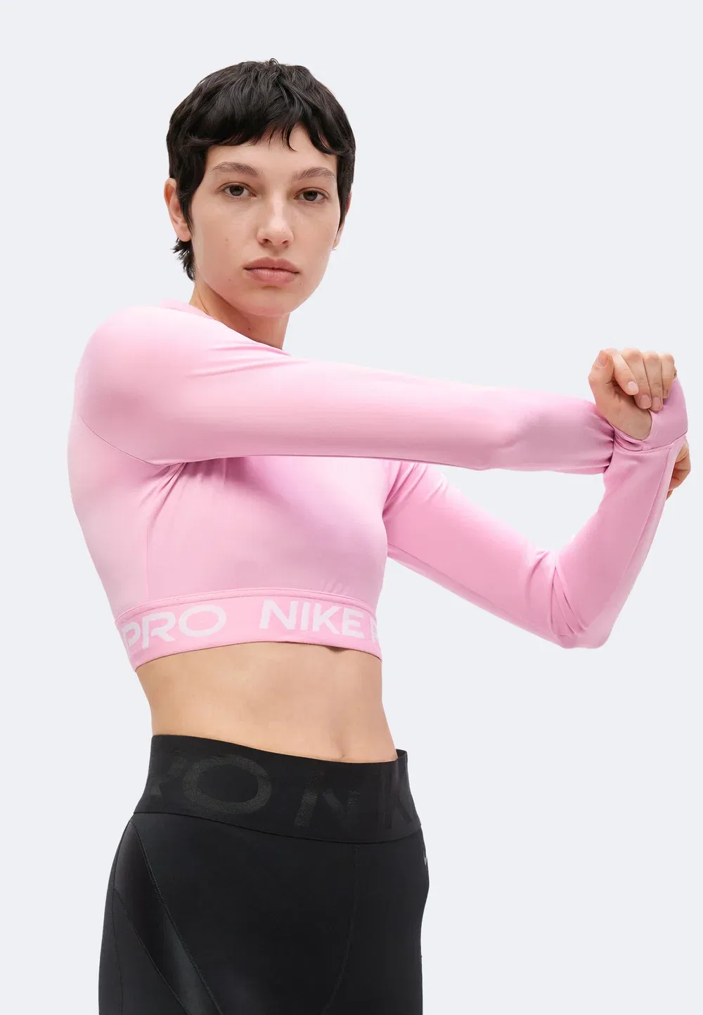 Nike Pro DF 365 Crop LS - футболка с длинными рукавами Nike Performance, Pink Rise/White — фото 4
