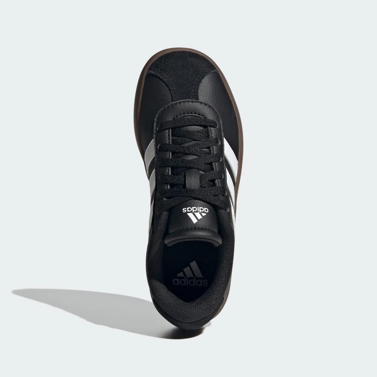 Детские кожаные кроссовки VL Court 3.0 Adidas, Schwarz Weiss Braun — фото 2