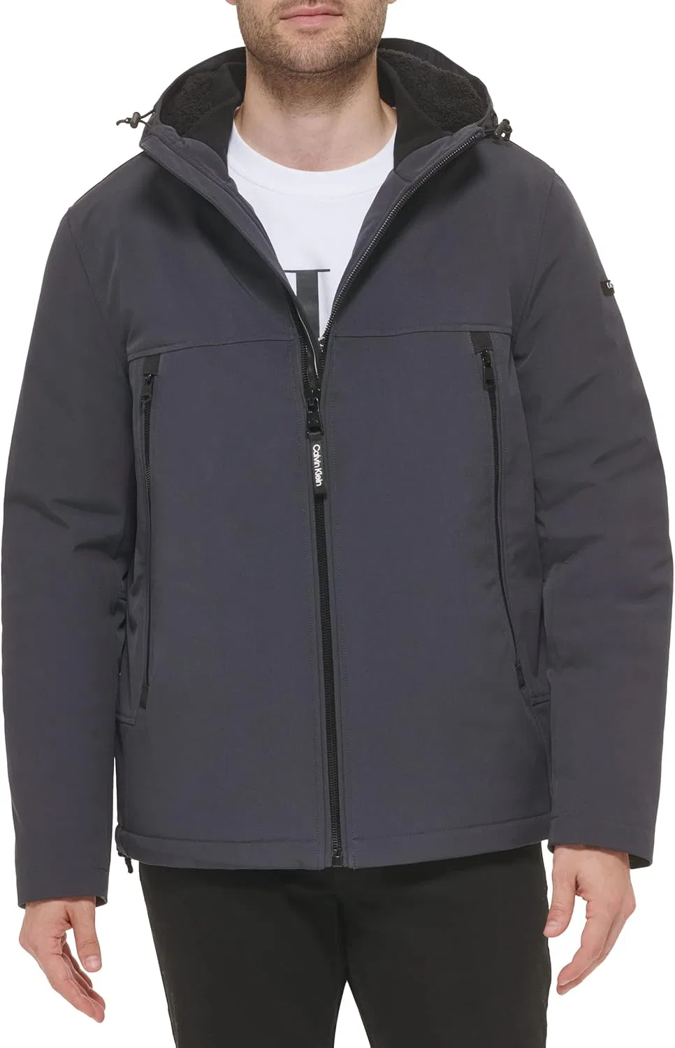 Мужское пальто-ветровка с капюшоном, с флисовой подкладкой, Calvin Klein, Sherpa Lined Iron