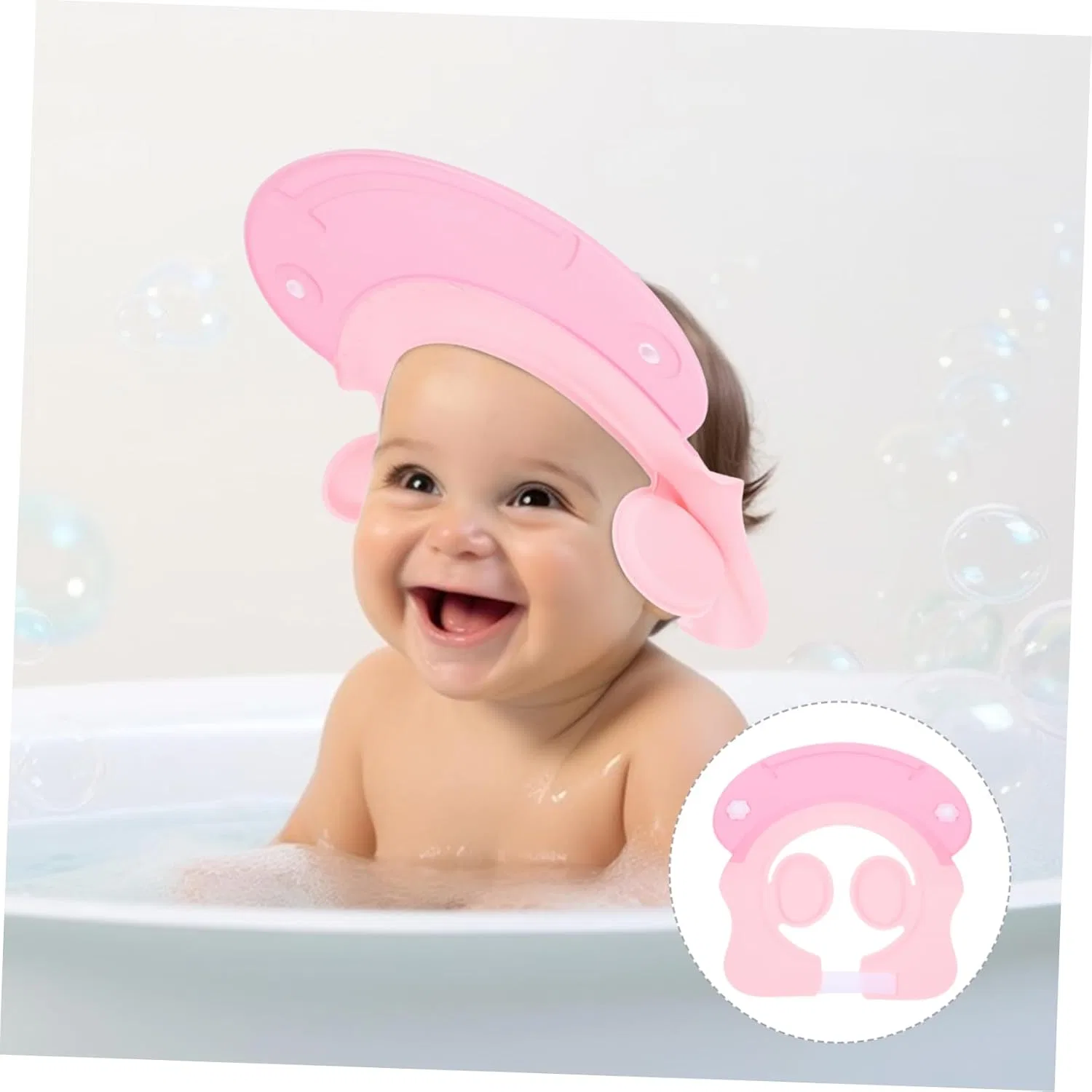 Шапочка для душа Minkissy Регулируемая Водонепроницаемая Розовая — фото 3