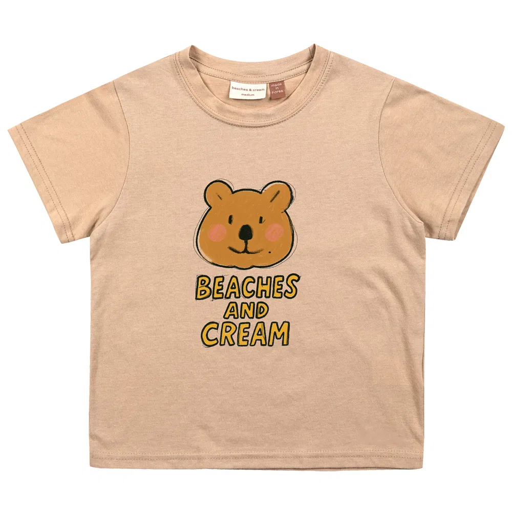 Детская футболка с принтом Quokka BEACHESAND CREAM KIDS, Beige