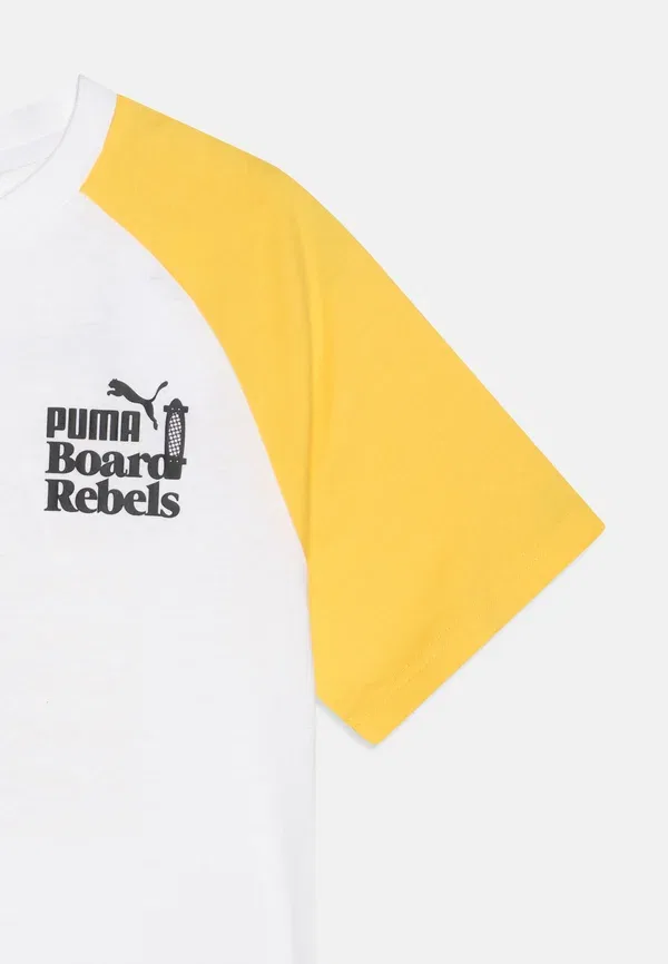 Футболка хлопковая Graphic tee unisex Puma, white, Sunny Yellow, белый/желтый — фото 3