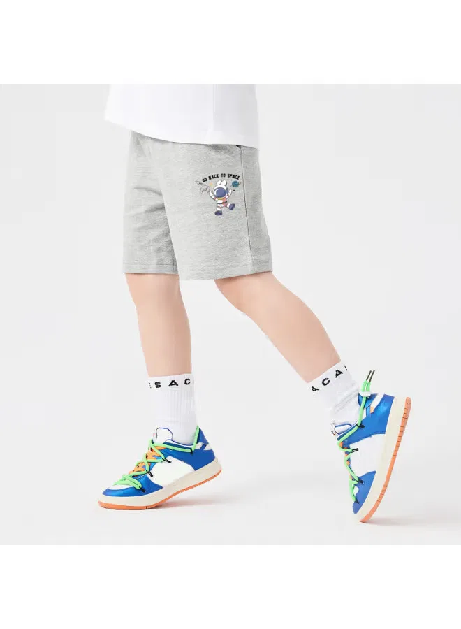 Шорты детские с принтом космонавта хлопковые Jeanswest, серый — фото 4