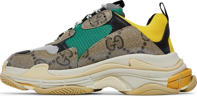Кроссовки Gucci x Balenciaga Triple S The Hacker Project - Beige Yellow, коричневый — фото 4