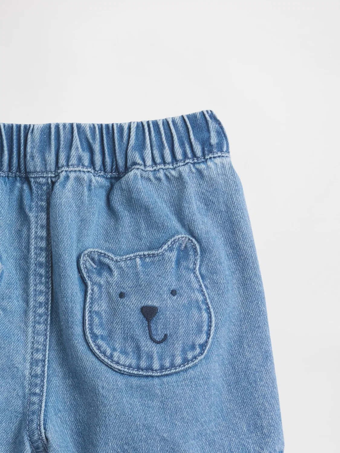Шорты джинсовые с эластичным поясом, модель Blue Bear Pocket Gap, синий — фото 3