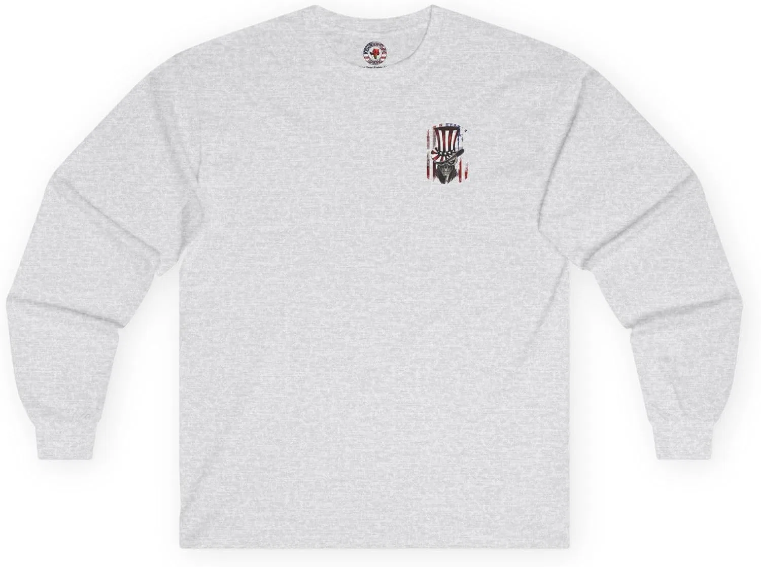 Мужская футболка с длинным рукавом Patriotic Skull Gildan, Ash