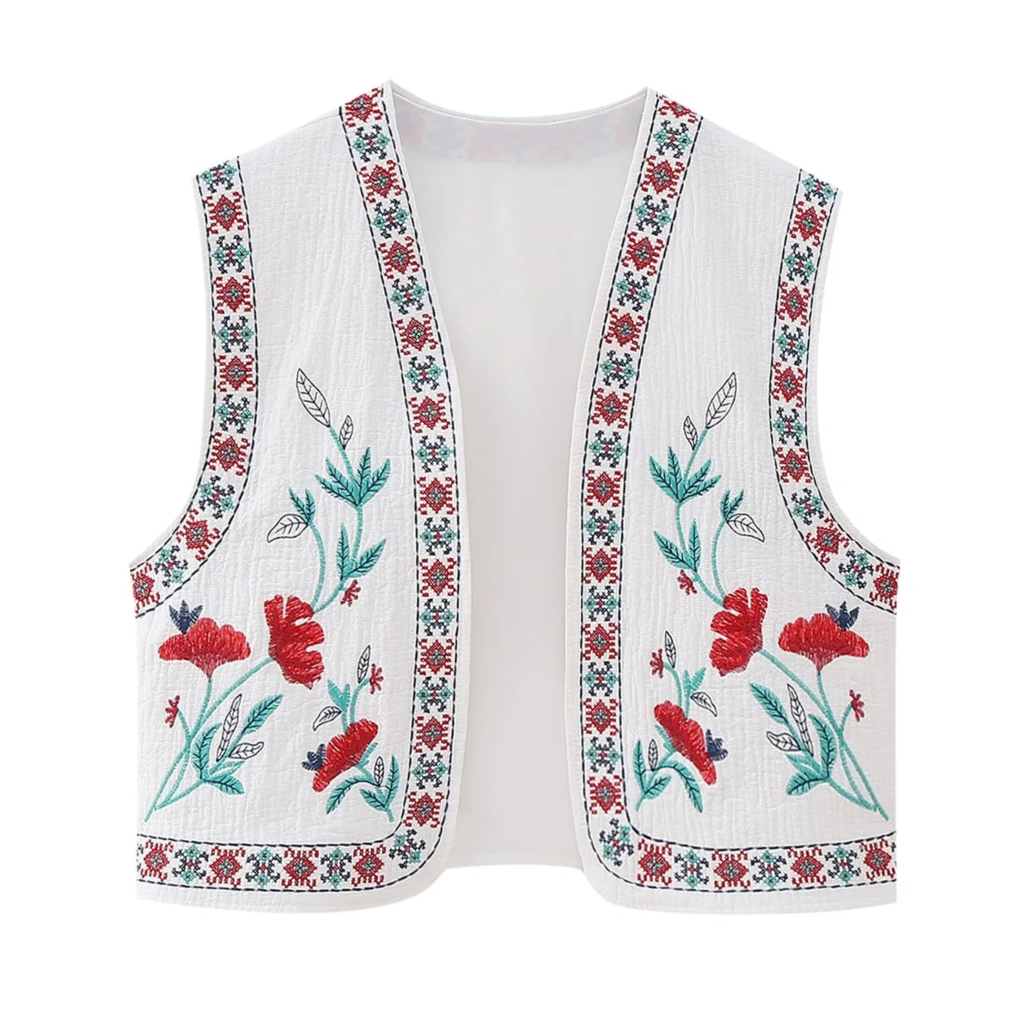 Женская куртка с принтом Giubbino Donna Leggero-Accessori Per Capelli Retrò Da Donna Cardigan Top Pantaloncini Girocollo Gilet Ricamato A Fiori, Bianco