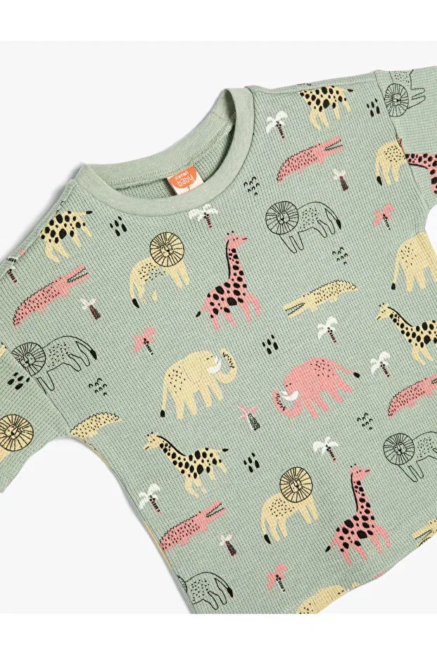 Детская футболка с принтом Koton, Green Patterned — фото 3
