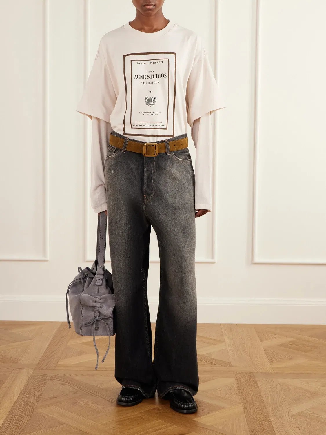 Джинсы с широкими штанинами и средней посадкой Acne Studios, черный — фото 2