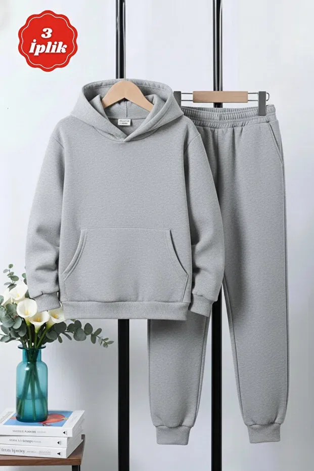 Детский спортивный костюм для мальчиков из футера с капюшоном Fyk Kids, Gray