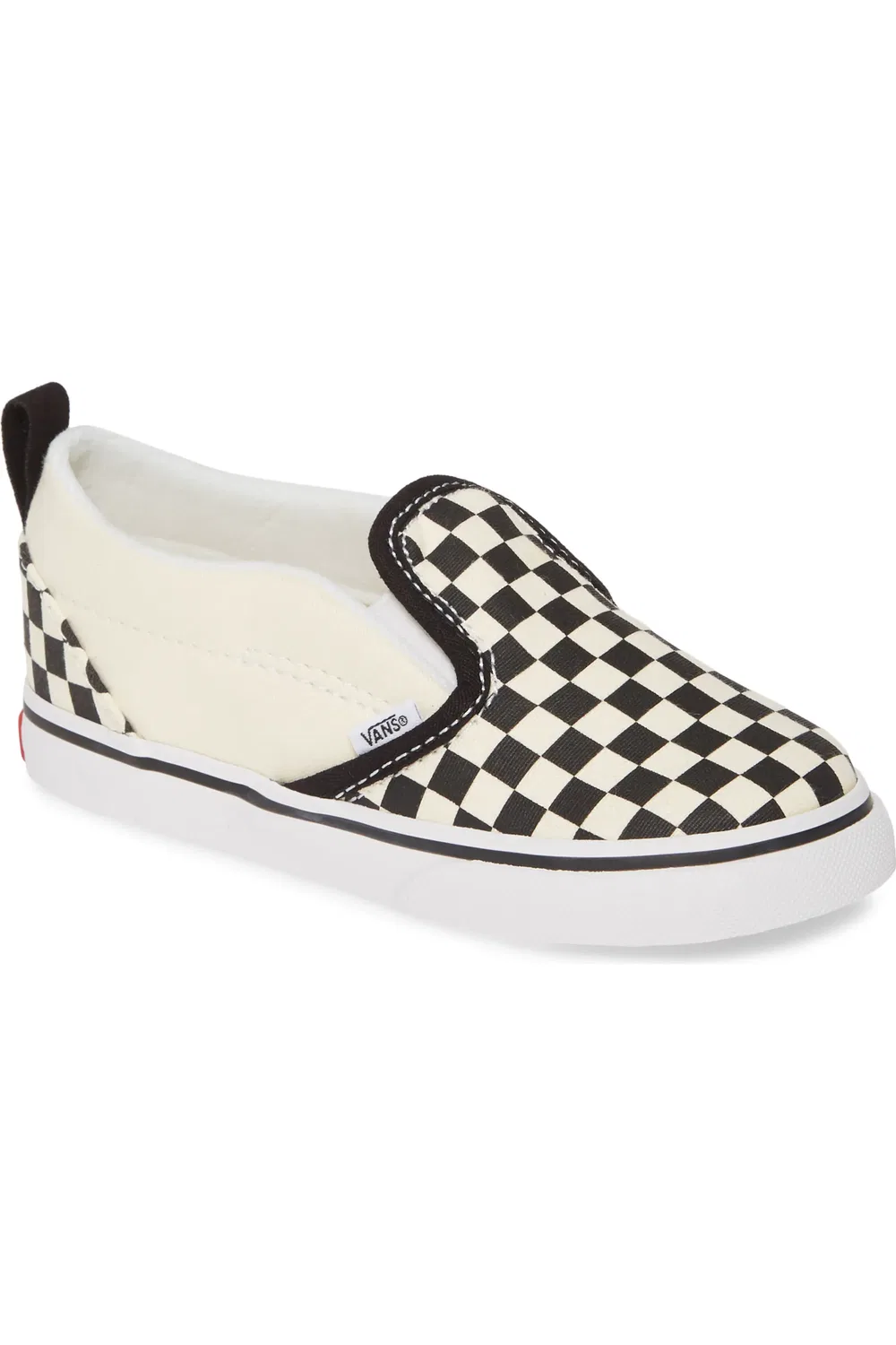 Детские кеды на липучке с шахматным принтом Slip-On Vans, Checkerboard Black/White