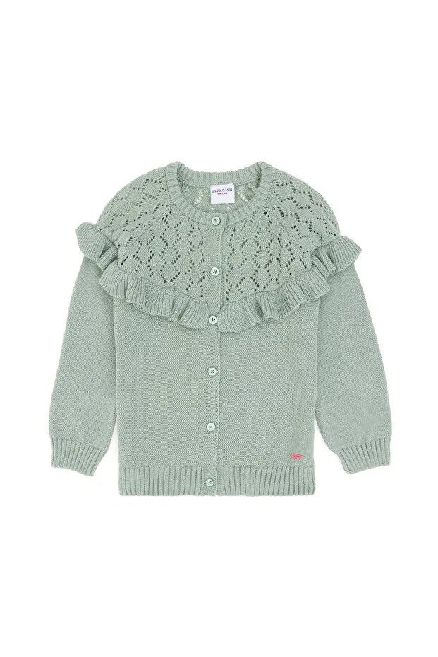 Детский кардиган для девочек с длинным рукавом U.S. Polo Assn., Water Green — фото 4