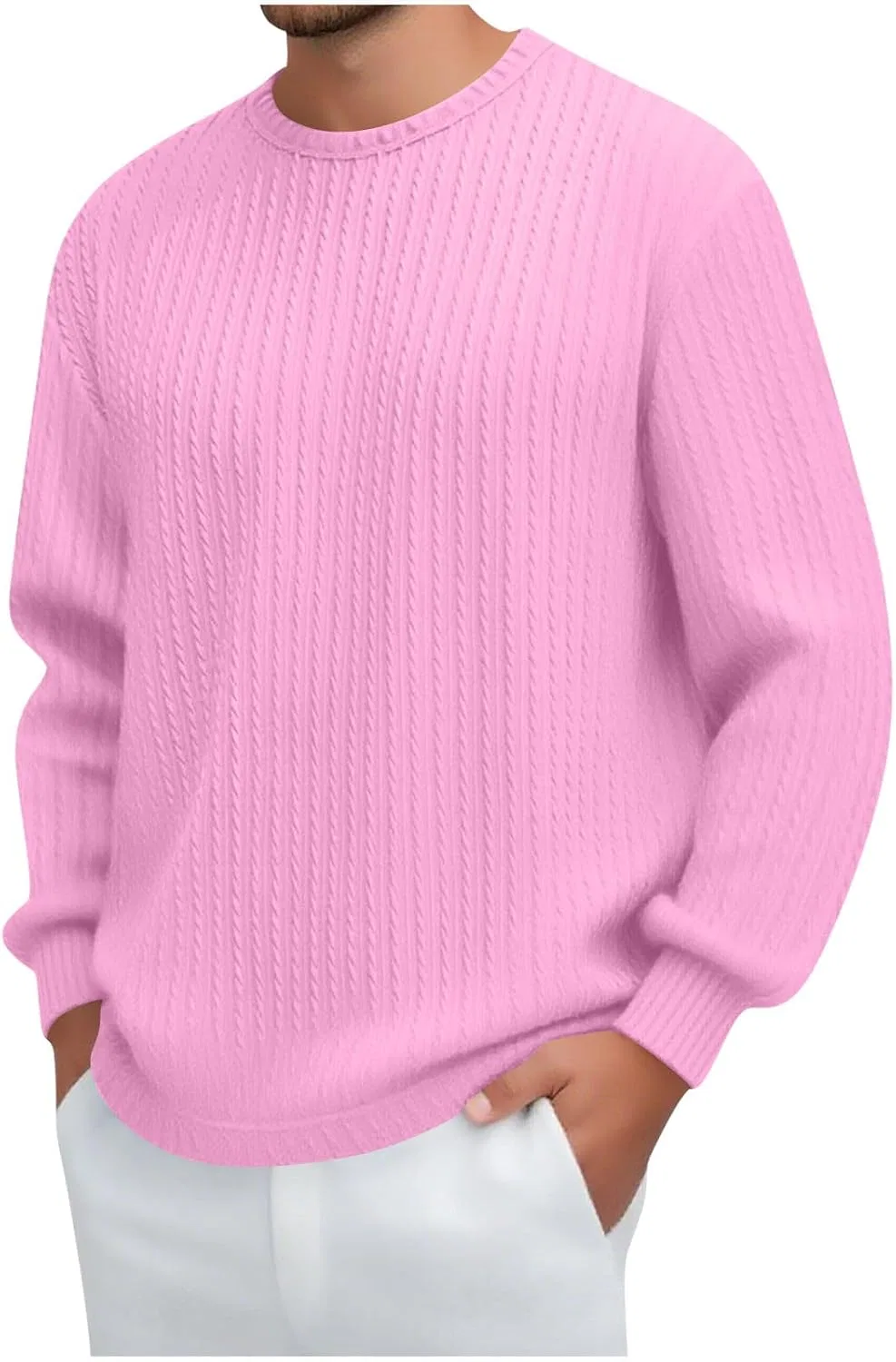 Мужская длинная футболка с текстурным трикотажем, Pink