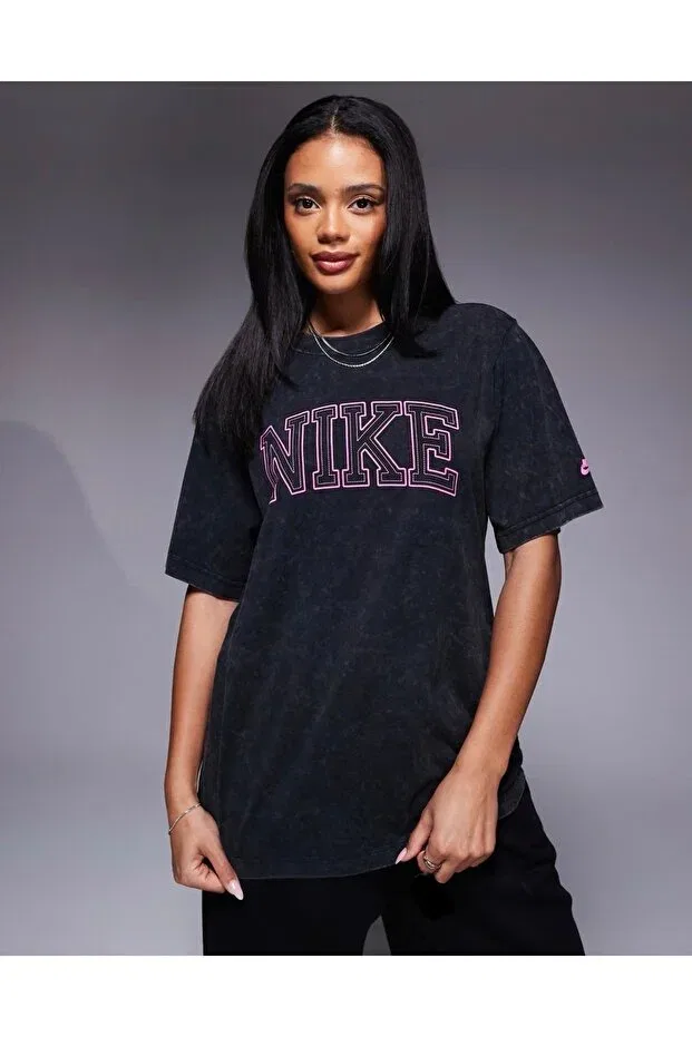 Женская свободная футболка с принтом Nike, Black