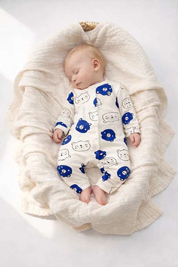Детское боди-комбинезон для мальчиков с принтом Basics Izyalif Baby, Blue — фото 3
