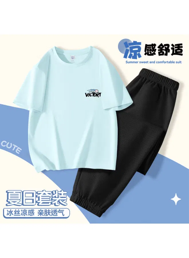 Комплект одежды для мальчиков с коротким рукавом, легкий спортивный, Jeanswest, голубой — фото 2