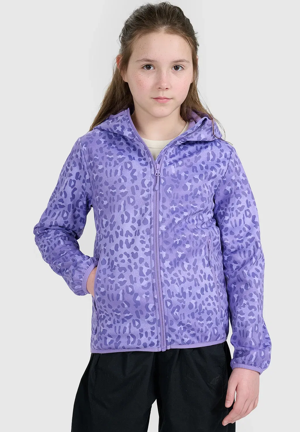 Kurtka softshell wiatroodporna membrana 5000 dziewczęca - куртка из мягкой оболочки 4F, Purple — фото 2