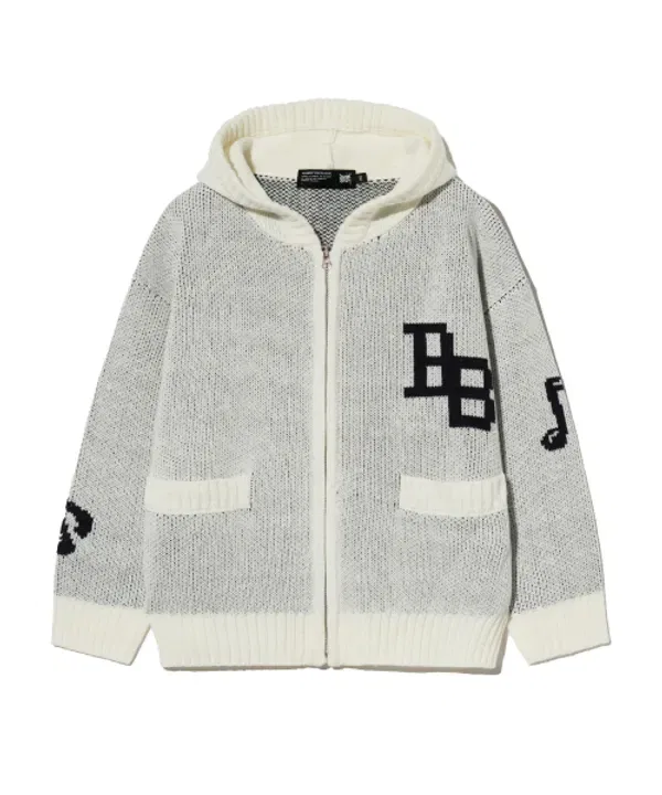 Детская кофта на молнии, Kids bb knit zip up Brownbreath Kids, айвори — фото 2