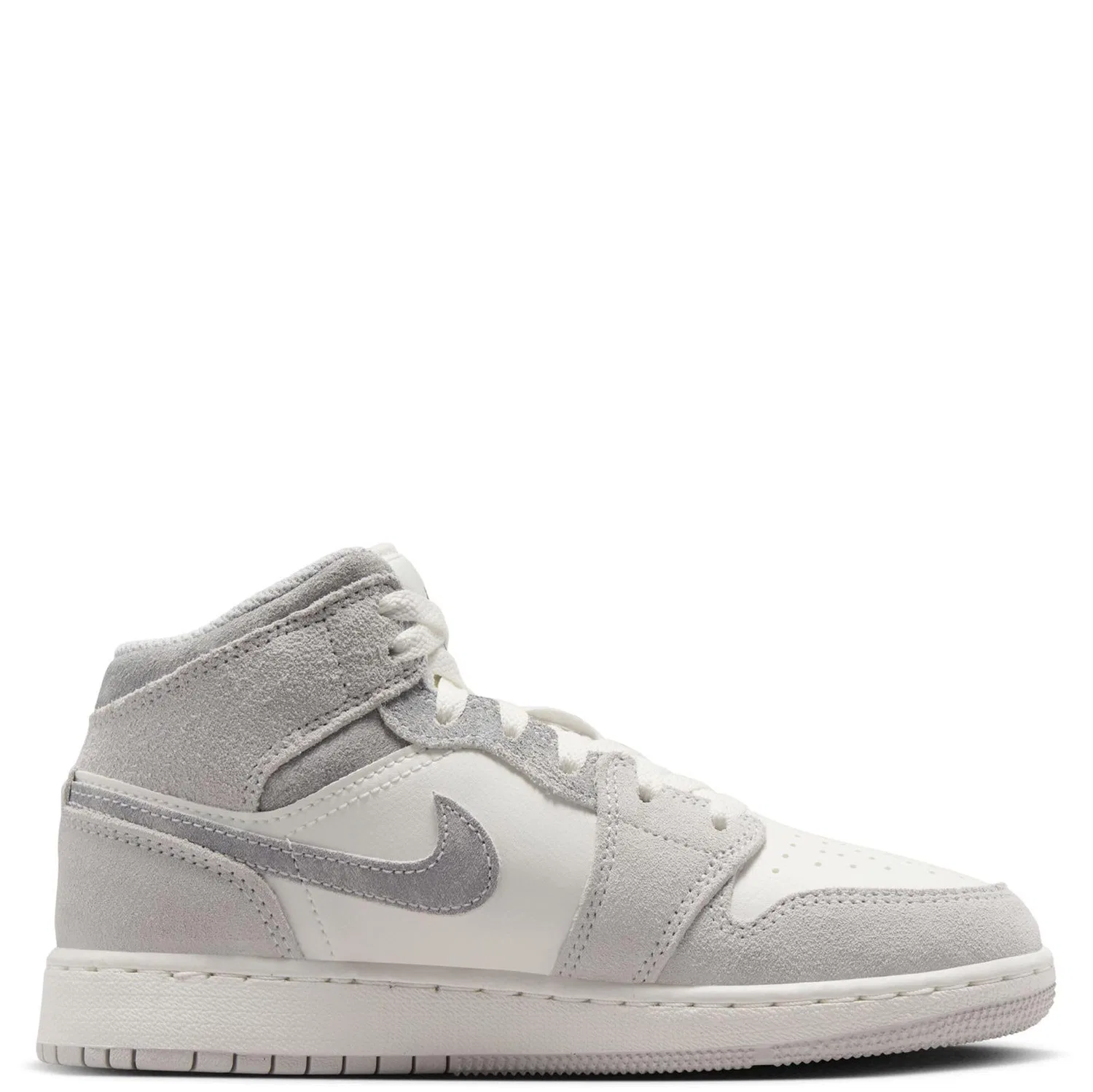 Детские кроссовки для мальчиков Air Jordan 1 Mid Se Big Kids Shoes NIKE, Neutral Grey Sail Smoke Grey — фото 2