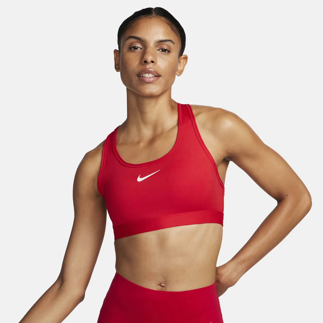 Спортивный бюстгальтер женский Dri-FIT Swoosh Medium Support Bra Nike, цвет University Red/White
