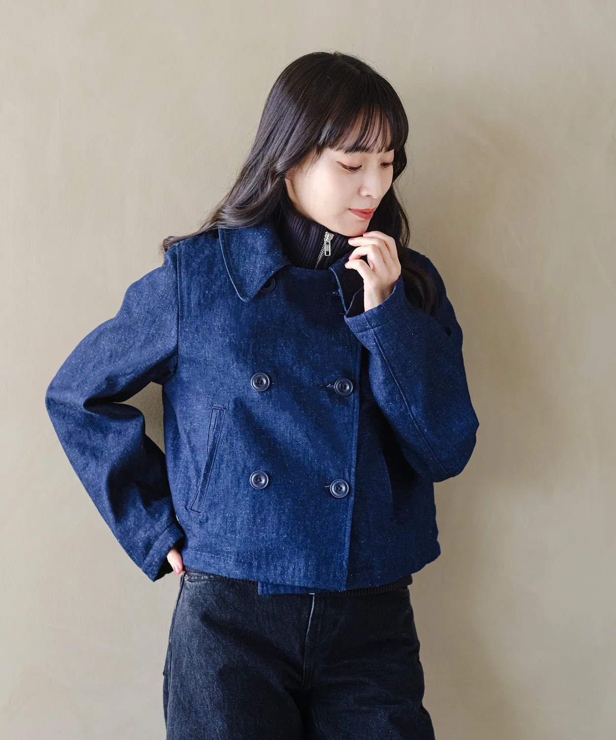 Женское пальто-пиджак с длинным рукавом с отстегивающимся жилетом Levi's Blue Tab Mariner, Dark Indigo Blue — фото 2