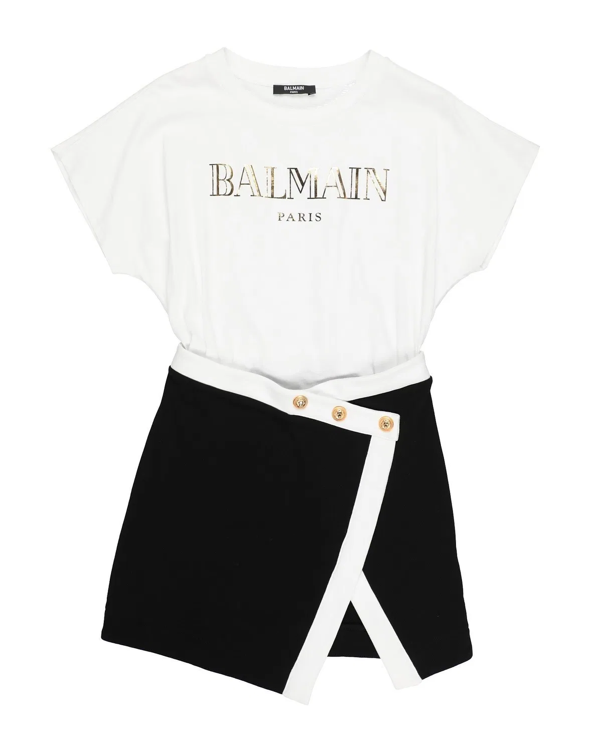 Детское платье из флиса с принтом Balmain, белый