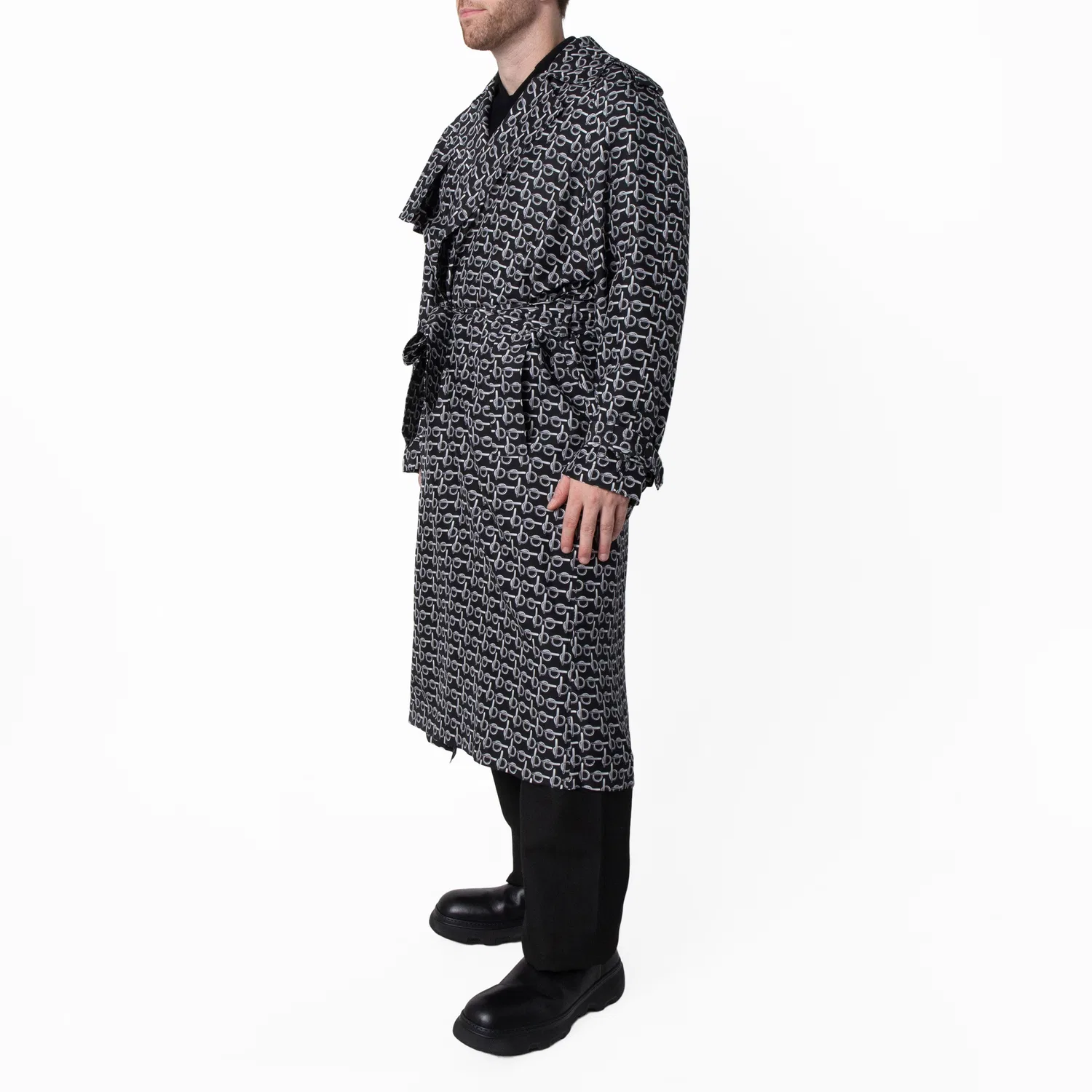 Плащ из шёлка с поясом Long Silk Belted Trench Coat Burberry, Silver/Black — фото 2