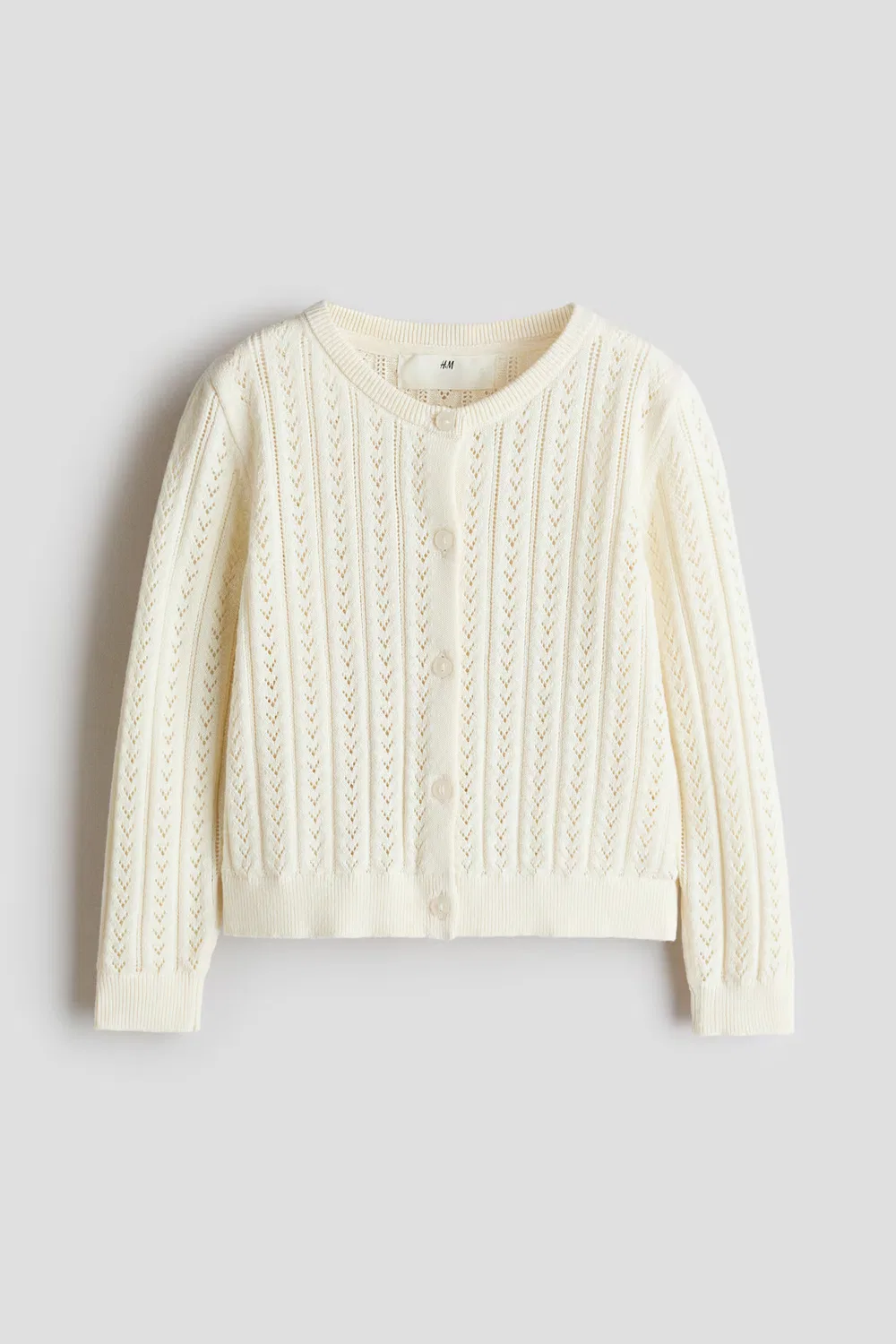 Хлопковый кардиган ажурной вязки H&M, Cremefarben