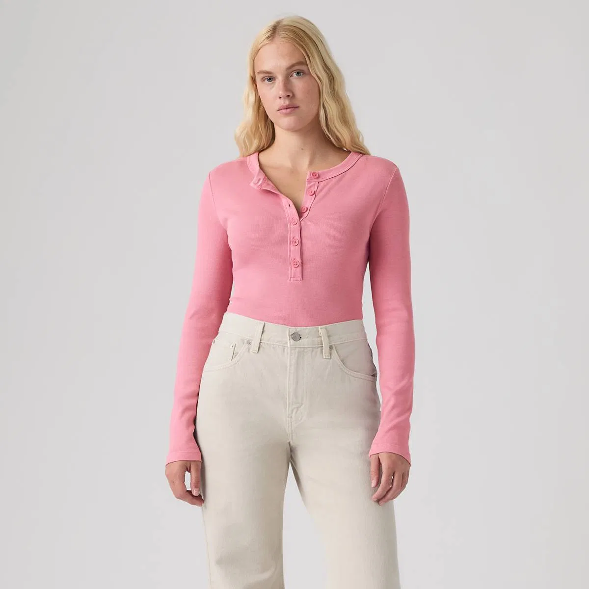 Незаменимая футболка-поло с длинными рукавами Levi's, Garment Dye Tameless Rose - Pink — фото 3